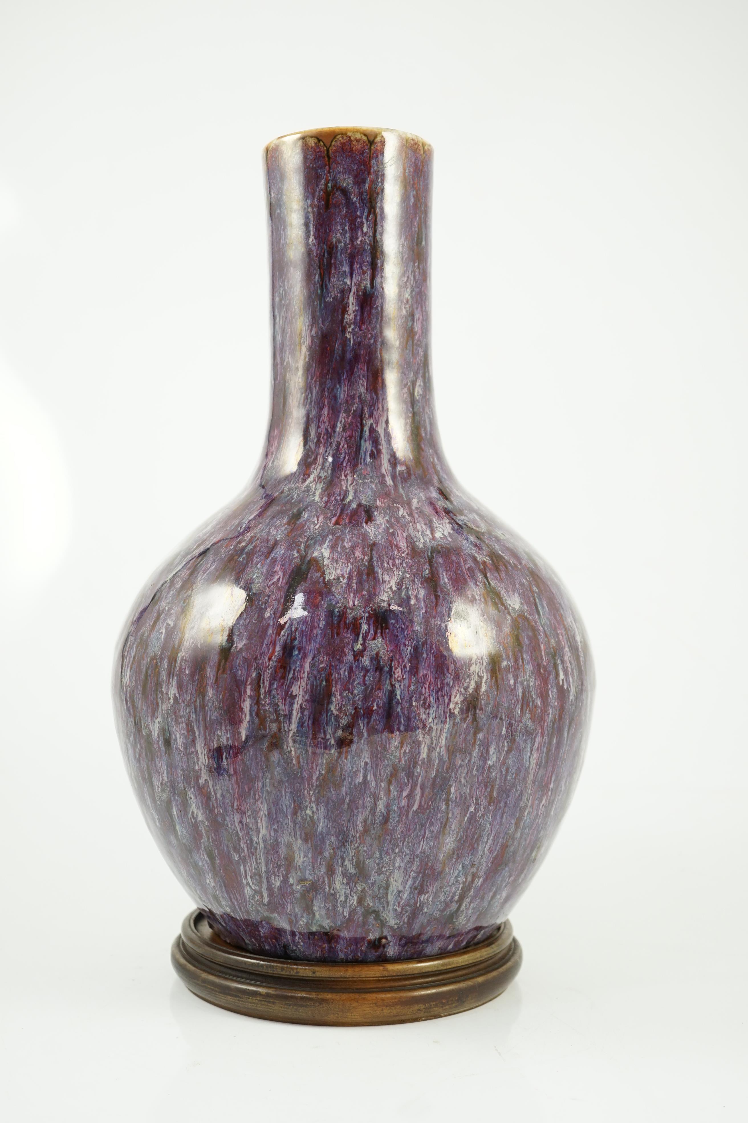 A large Chinese flambé-glazed bottle vase, tianqiuping, 18th/19th century, star crack to base